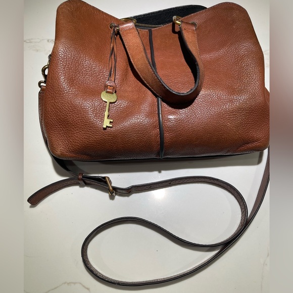 FOSSIL Lane Crossbody Satchel, ZB7471 Large Cognac Brown Color - Picture 3 of 15